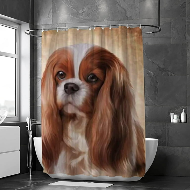 Coolnut Cavalier King Charles Spaniel Portrait Bath Shower Curtain Liners 72 x72