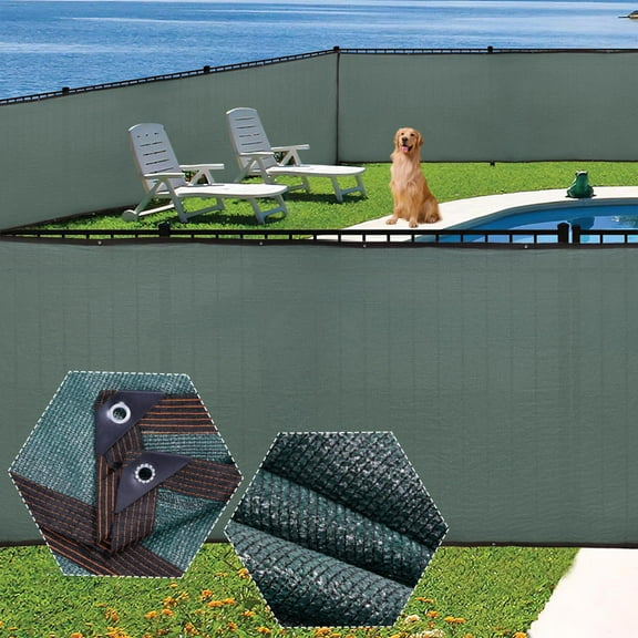 Heavy Duty 5/6/8x95ft Privacy Fence Screen Windscreen - Durable Green Mesh Fabric for Garden, Yard, Pool Deck Wind Blocking