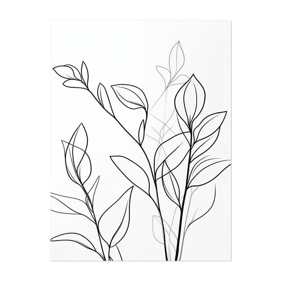 Minimalist Flower Art - Line Drawing Line Art Minimalist Botanical Black and White Nature Floral Modern Art Unframed Wall Art Print 5 x 7 inches