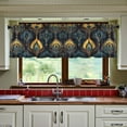 thumbnail image 3 of Yayeee Kitchen Curtains Tier Set of 2 Light Filtering 57"x36" Over Sink Window Panels, Navy Blue Art Pattern, 3 of 7