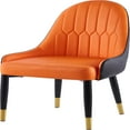 thumbnail image 5 of YesFashion Modern Dining Chair Set Of 2, Armrest Leather Upholstered Accent Dining Chair with Plastic Tube Plug for Kitchen Dining Room Living Room Apartment, 5 of 7
