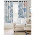 thumbnail image 2 of Blue Coastal Blackout Curtains for Bedroom/Living Room, Thermal Insulated Kitchen Curtains, Nautical Starfish Summer Beach Coral Grommet Darkening Window Treatment Drapes 52"x72"x2, 2 of 8