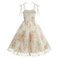 thumbnail image 2 of IBTOM CASTLE Toddler Girls 1950s Vintage Floral Embroidery Swing Dress | Retro Graduation Dress For Birthday Party Wedding Bridesmaid Communion Tulle Dresses, Sweetheart Mesh Beige, 2 of 7