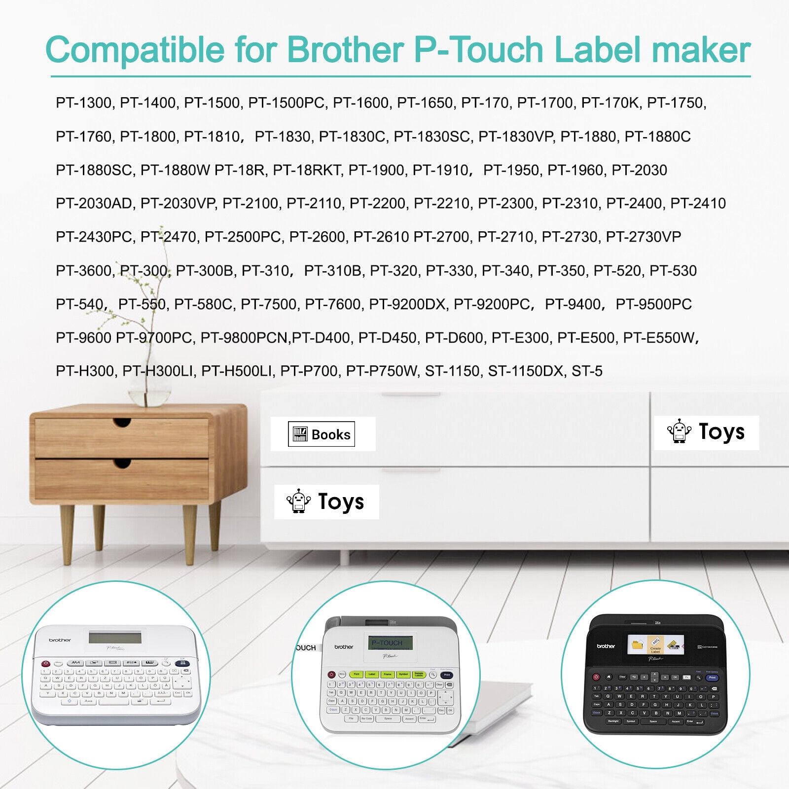 NineLeaf 10 Pack Compatible for Brother P-Touch TZe TZ Label Maker Tape TZe-S241 TZ-S241 18mm 0.7 in Extra Strength Laminated White Label Tape