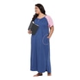 thumbnail image 3 of Oussum Women Nightdress Loungewear Dress Short Sleeve Long Sleepwear with Pockets, 3 of 8