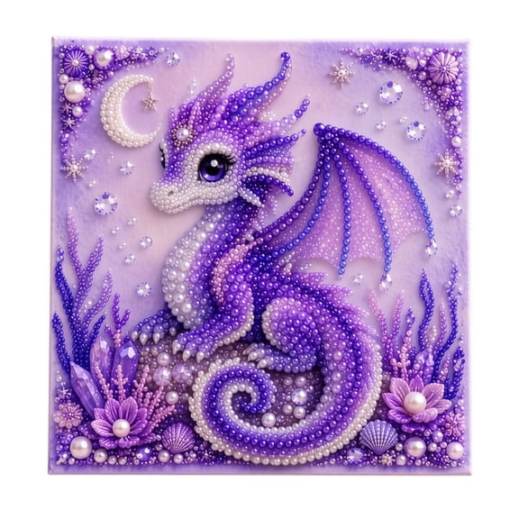 Fantasy Dragon Pearl Art DIY Kit for Adults,3D Diamond Painting Craft with Pearl Beads,Beginner Friendly Fantasy Wall Art and Home Decor,Purple