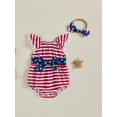 Miaouyo Baby Girl 4th of July Romper Flying Sleeve Round Neck Star ...