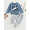 thumbnail image 2 of Cenuakty Toddler Boys Track Suit Letter Print Long Sleeve Sweatshirt and Elastic Pants for Baby 2 Piece Outfits Cute Clothes, 2 of 9