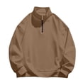 thumbnail image 3 of Dqueduo Men's Fashion Sweatshirt, Solid Long Sleeve Turndown Collar Casual Zipper Top Sweatshirt, Regular Length Men's Sweatshirt, 3 of 6