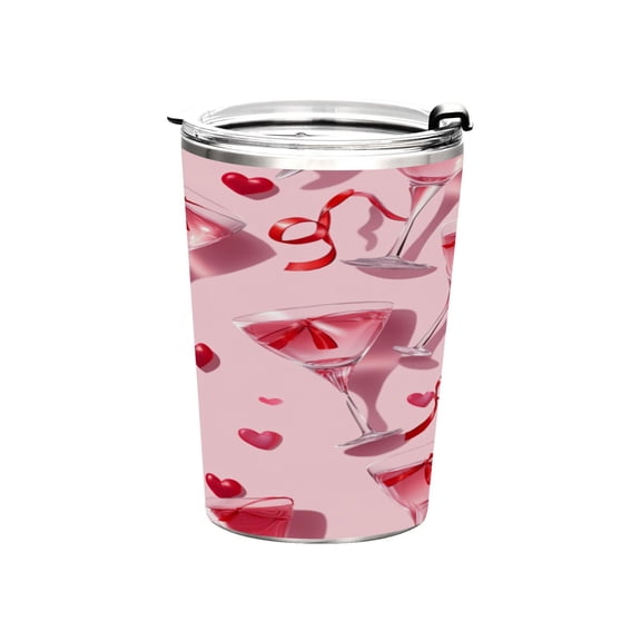 11oz Stainless Steel Tumbler with Straw, Double Wall Insulated Travel Tumbler Red Wine Glass