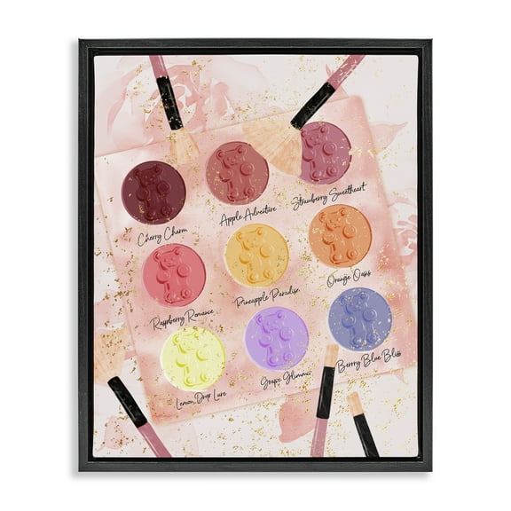 Stupell Industries Eyeshadow Makeup Palette Beauty & Fashion Painting Black Floater Framed Art Print Wall Art, 17 x 21