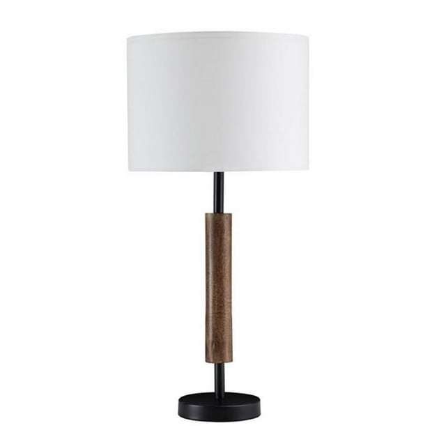 Benjara BM227344 Table Lamp with Rolling Pin Base & Fabric Shade, White & Brown - Set of 2