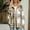 Khaki, variant on VONCOS Fleece Jacket for Women Fall Winter Sherpa Jacket Plaid Warm Faux Fur Coat