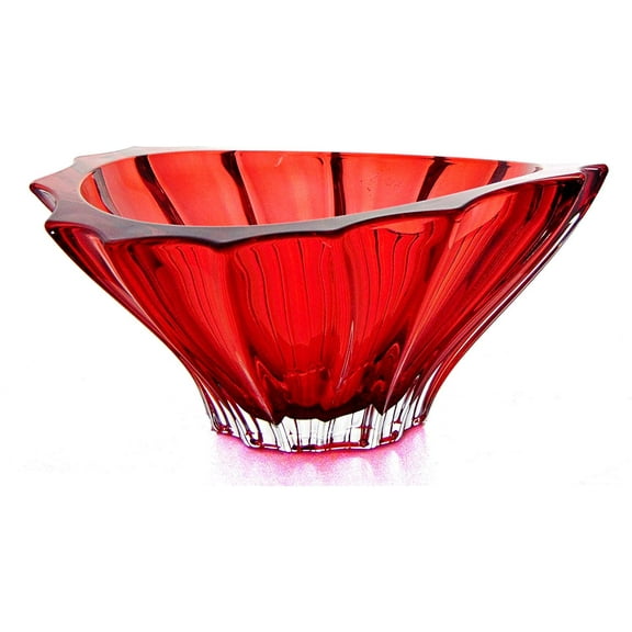Aurum Crystal AU52295, 8.8" Plantica Candy Bowl, Red Bohemian Fruit Bowl, Ice Cream Bowl
