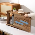 thumbnail image 3 of FJSHN-Solid Wood Projector Shelf Router Shelf Projector Stand Router Storage Box Router Cover Organized Modem Cable Power Strip Cable Management Hider Rack by Need Assembly (Rustic Brown), 3 of 4