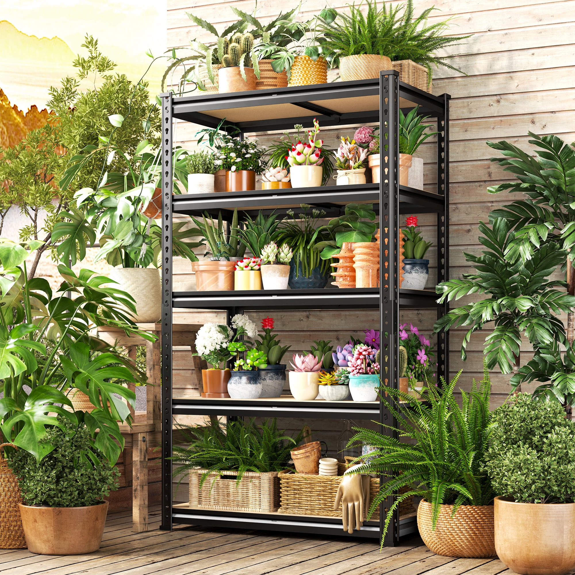 REIBII 5 Tier Garage Shelving Heavy Duty 2000LBS Storage Shelves Units,28"Lx12"Wx60"H
