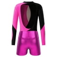 thumbnail image 4 of Yeahdor Girls Shiny Faux Diamonds Gymnastics Leotard with Shorts Long Sleeves Backless Ballet Athletic Outfit Set, 4 of 6