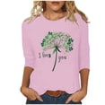 thumbnail image 2 of Meichang Hauts de la Saint-Patrick pour Femmes Liquidation T-Shirts Chanceux Verts Trèfle Graphiques Col Rond Manches 3/4 Décontracté Hauts Coupe Ample Blouses de Vacances, 2 of 4
