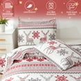 thumbnail image 6 of Jessy Home Christmas Quilt Set Twin Size Rustic Holiday Bedding Set Reindeer Red Flower Cabin Lodge Quilt Lightweight Soft Microfiber Xmas Bedspread Coverlet Christmas Gift with 2 Pillowcases, 6 of 14