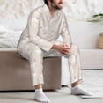 thumbnail image 7 of Honeii Beautiful Rabbit Pattern Mens Pajamas Set,2pcs Men's Lounge Long Sleeve Sleep Shirt and Pajama Bottoms Sleepwear Set,Mens Pjs Sets-Medium, 7 of 7