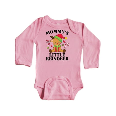 

Inktastic Christmas Mommy s Little Reindeer with Candy Canes Gift Baby Boy or Baby Girl Long Sleeve Bodysuit