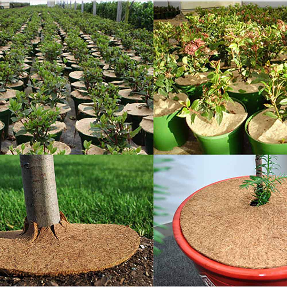 Coco Coir Fiber Tree Rings For Weed Control Coco Liner Mulch Mat 10PCS Plant Cover
