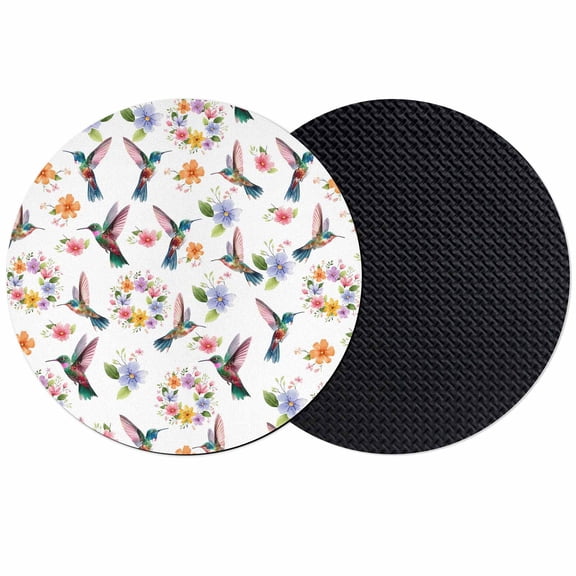 Hummingbirds Coasters Set of 2, Absorbent Coasters for Drinks, Spring Watercolor Flowers Leaf Plant Coaster for Desk Coffee Table Protection, Home Decor House Warming Gifts 4"