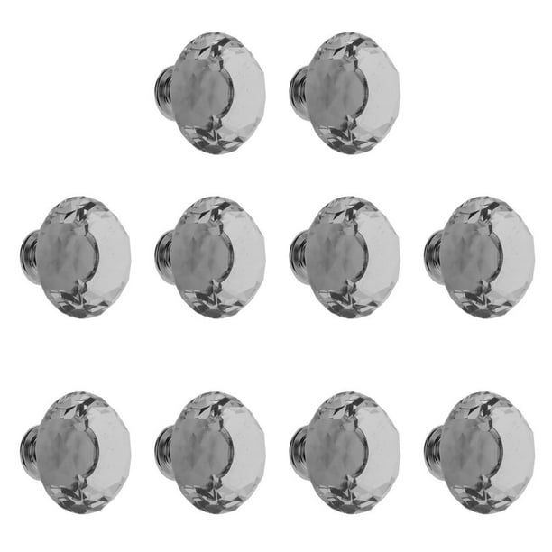 10 piezas de perillas de puerta en apariencia de de cristal manija del armario perilla con tornillos UNA