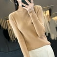 thumbnail image 5 of Gyexs V Neck Sweaters for Women Casual Long Sleeve Crewneck Pullover Tops Warm Soft Wool Seamless Pullover Womens Winter Clothes, Gold, Size XL, 5 of 6
