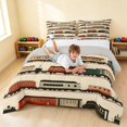 thumbnail image 3 of Erosebridal Train Queen Comforter Set, Steam Engine Comforter Sets Queen, White Pattern, Gray Reversible 3 Pieces 1 Comforter and 2 Pillowcases, 3 of 6