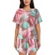 thumbnail image 1 of Fotbe Pastel Macarons Delight Conjunto de Pijama Estampado para Mujer, 2 Piezas, Ropa de Dormir con Camiseta de Manga Corta y Shorts Suaves-3X-Large, 1 of 6