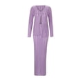thumbnail image 3 of Gibobby Vestidos de suéter anchos Conjunto de falda midi con abertura para mujer, cárdigan de punto Sexy, otoño e invierno(Morado,CH), 3 of 5