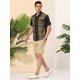 thumbnail image 4 of Camisa diseño patchwork a cuadros mangas cortas botones bloques color caqui negro T M, 4 of 6