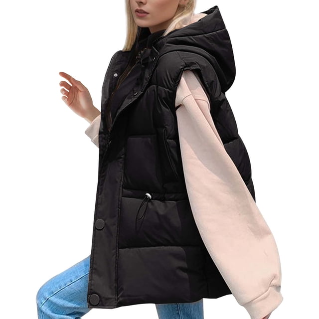 Gibobby Chalecos de mujer de vestir, chaleco para mujer ligero, calientito(Negro,XG)