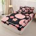 thumbnail image 2 of Manfei Cartoon Skull Zipper Twin Comforter Sets with Fitted Sheet and 2 Pillowcases,Pink Ghost Print Zipper Bedding Set,Halloween Reversible,4pcs, 2 of 7