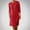 A0703-Red, variant on QUINDOS Womens Dresses Crew Neck Shirt Dress Casual Long Sleeve Sun Dresses Summer Pockets Solid Color Button Down Midi Knee Length Womens Dresses