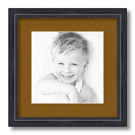 ArtToFrames 13x13 Matted Picture Frame with 9x9 Single Mat Photo Opening Framed in 1.25 Black Stain on Solid Red Oak and 2 Coronado Mat (FWM-4083-13x13)