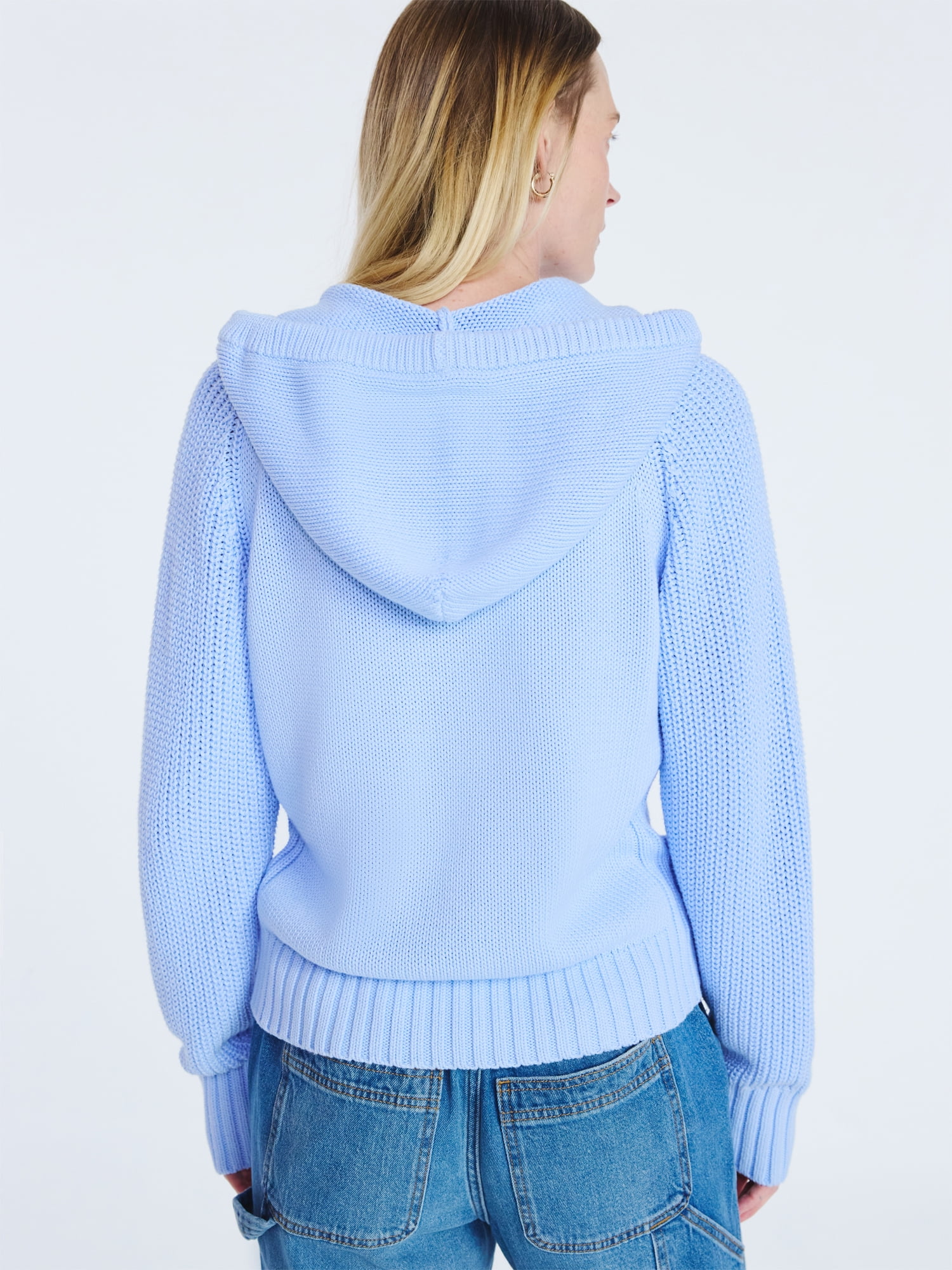 Free Assembly Women's Cotton Hoodie Sweater with Long Sleeves, Sizes XS-XXL