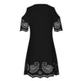 thumbnail image 5 of Summer Saving Wycnly Womens Dresses Party Prom Sexy Lace Patchwork Cold Shoulder Swing Tunic Short Dresses Summer Solid V-Neck Short Sleeve Formal Mini Dress Black XXL, 5 of 7
