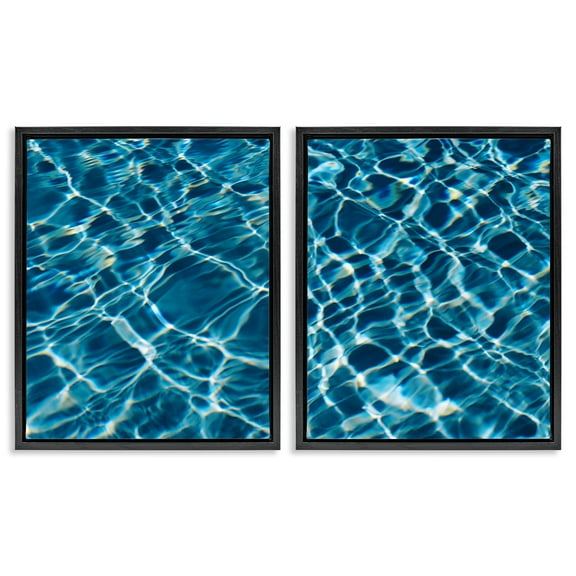 Stupell Industries Inviting Clear Pool Water Nautical & Beach Painting Black Floater Framed Canvas Art Print Wall Art, 17 x 21, Set of 2