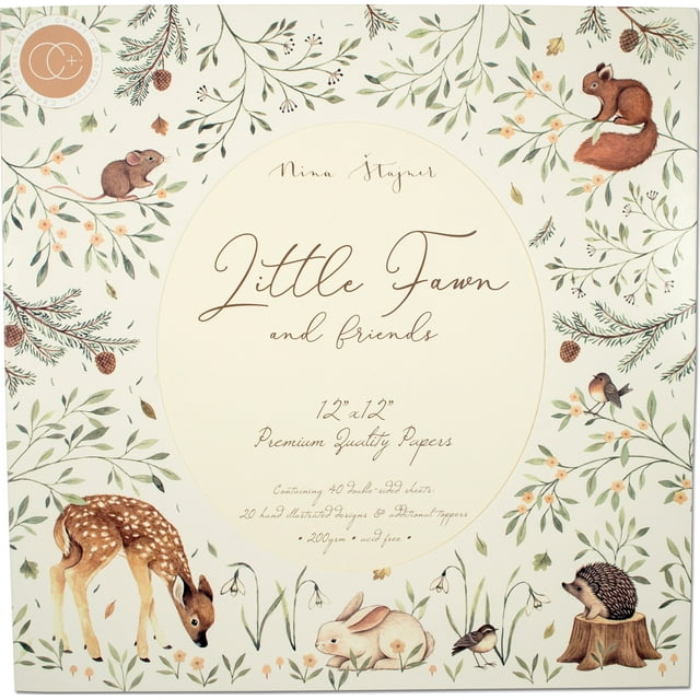 Craft Consortium Double-Sided Paper Pad 12"X12" 40/Pkg-Little Fawn & Friends PAD008