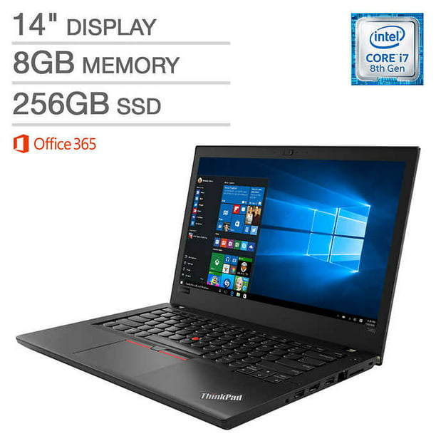 Lenovo ThinkPad T480 Laptop: Core i7-8550U, 8GB RAM, 256GB SSD, 14" Full HD Display