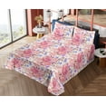 thumbnail image 4 of Ambesonne Romantic Vibes Fitted & Flat Sheet with Sham 3 Pcs Set, Dreamy Floral Print, Twin, Pastel Pink Lavender Blue, 4 of 5