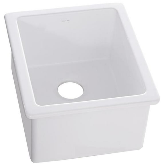 Elkay SWU1517WH 16.3 x 18.8 x 10.1 in. Fireclay Single Bowl Undermount Bar Sink - White
