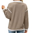 thumbnail image 7 of Wevis Autumn Henley Sweater for Women Color Block Button V-Neck Long Sleeve Knit Pullover Contrast Cuff Loose Daily Tops, 7 of 7