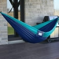 thumbnail image 2 of Vivere Nylon Double Parachute Camping Hammock - Navy/Turquoise, 2 of 6