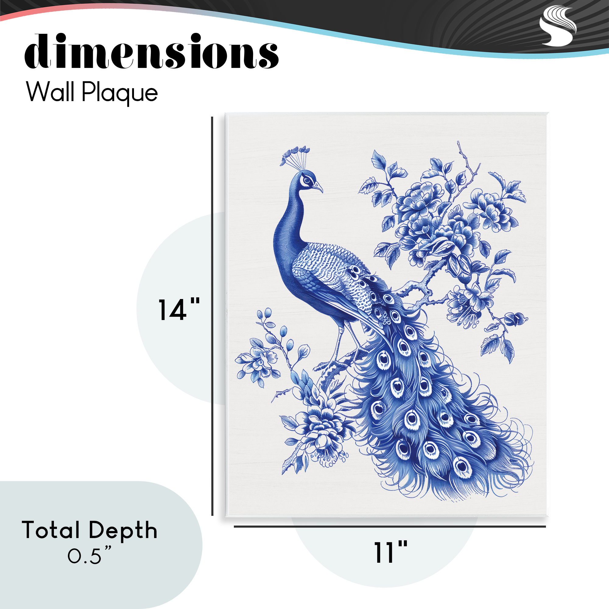 Vintage Peacock in Toile Style Wall Plaque Art, design by Lettered and Lined