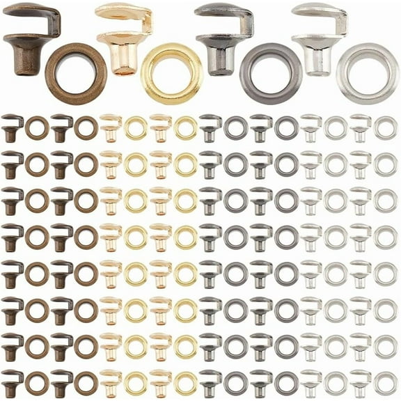 120pcs Boot Lace Hooks 4 Colors Shoelace Hooks Brass Boot Hook Eyelet Buckles Ring Eyelet Buckle Shoelace Buckles with Washer