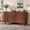 Curved Fluted-Walnut, variant on Wirrytor 47" Mid-Century Sideboard with Tambour Sliding Sides, Coffee Bar Buffet Cabinet Credenza for Kitchen Living Room Dining Room, Walnut