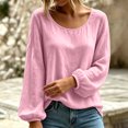 thumbnail image 3 of Lmueinov Long Sleeve Shirts for Women Cotton Linen Crew Neck Loose Fit Pullover Tops Solid Lightweight Casual Trendy Summer Fall Vacation Outfits, 3 of 6